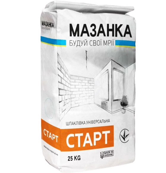 Шпаклівка Старт ТМ "Мазанка" 25 кг